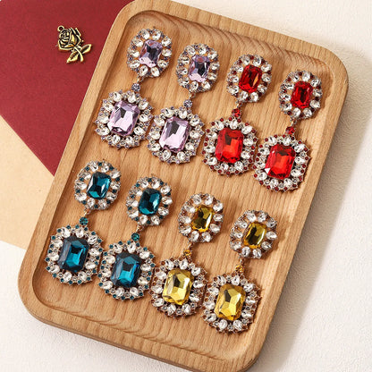 1 Pair Fashion Water Droplets Alloy Inlay Rhinestones Women's Drop Earrings Earrings