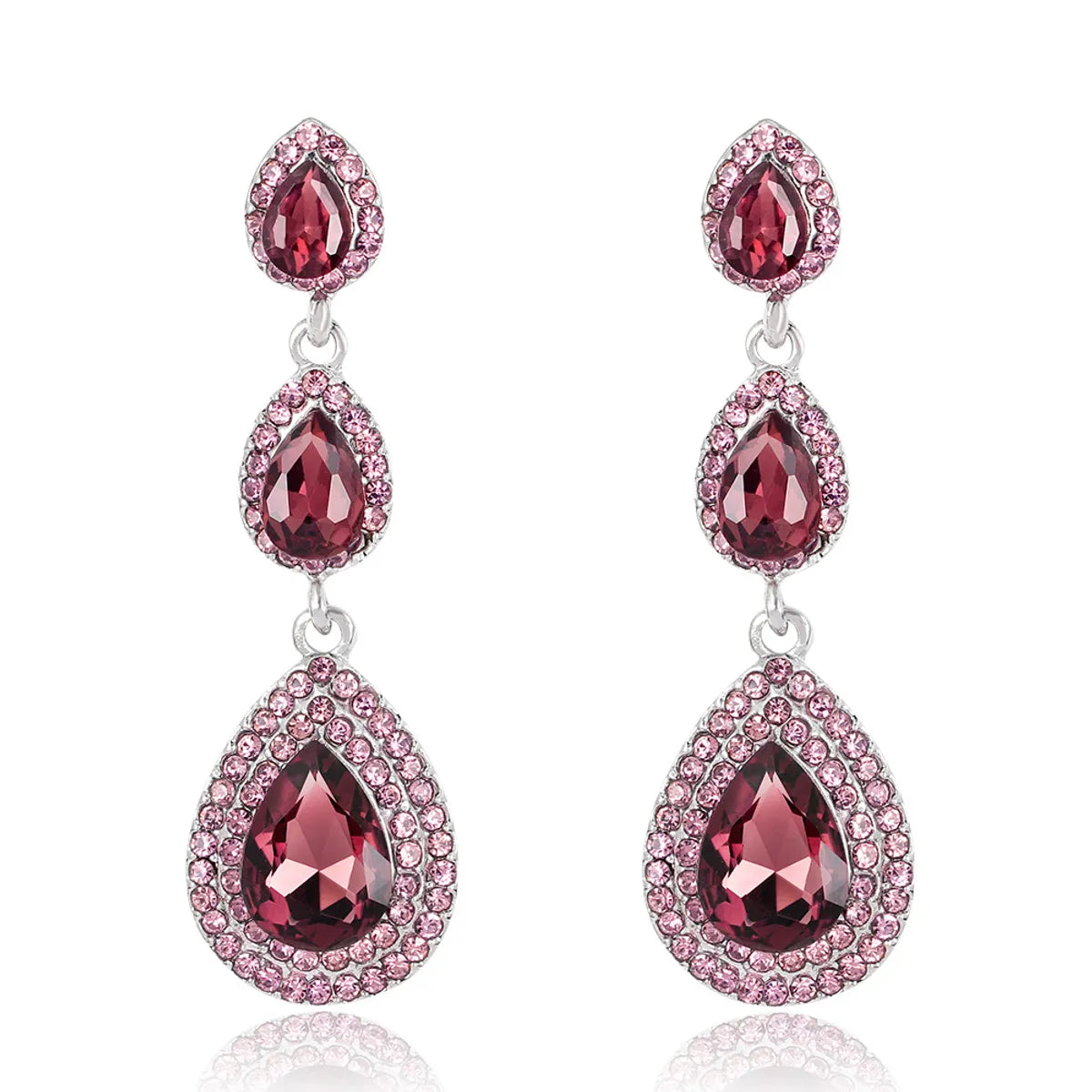 1 Pair Fashion Water Droplets Alloy Inlay Rhinestones Women's Drop Earrings