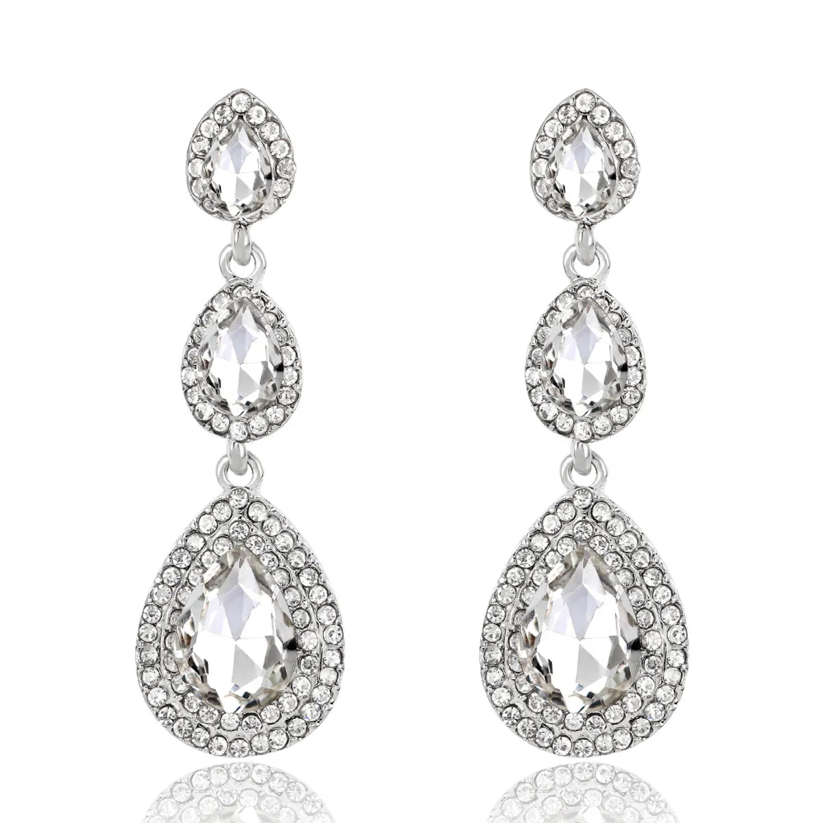 1 Pair Fashion Water Droplets Alloy Inlay Rhinestones Women's Drop Earrings