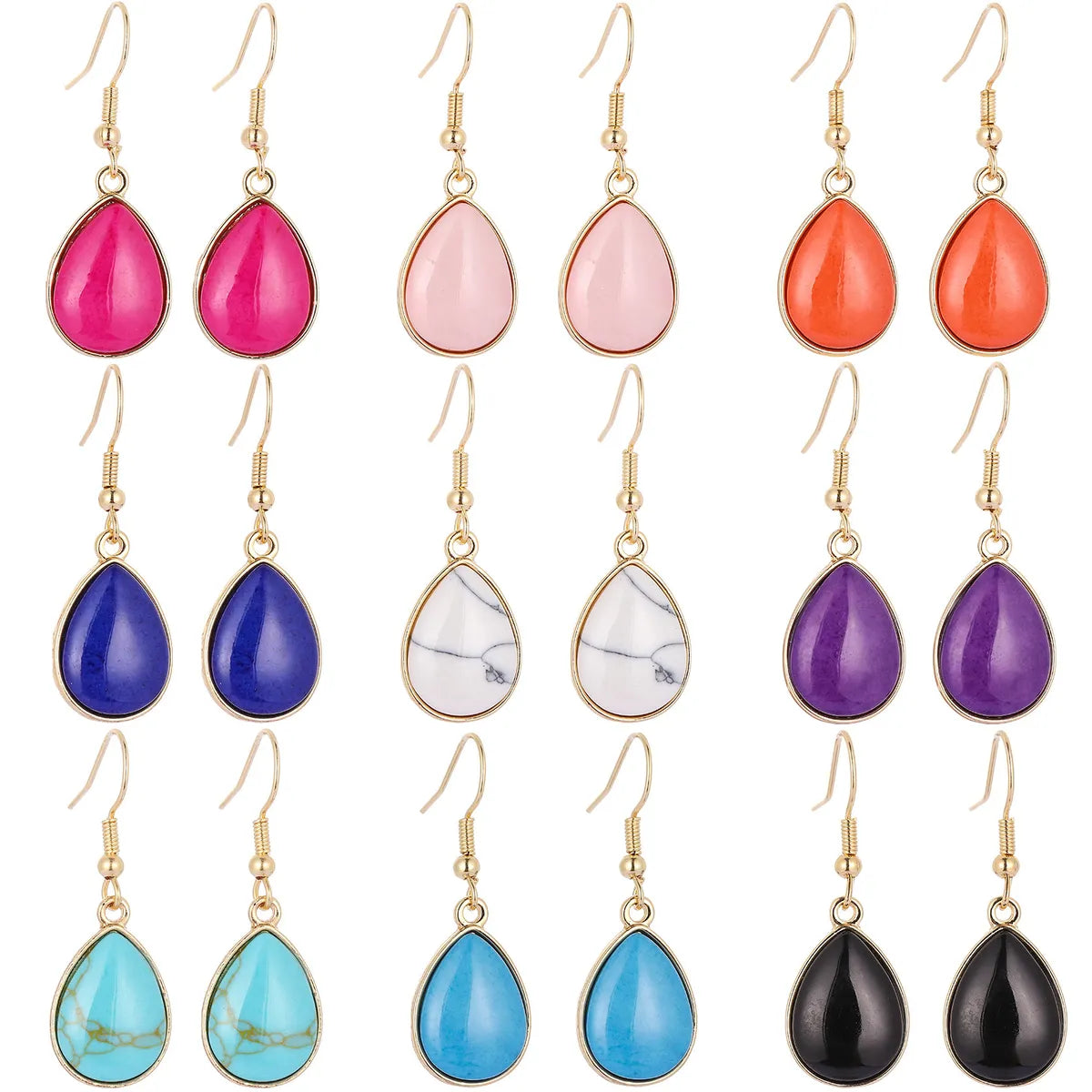 1 Pair Fashion Water Droplets Alloy Plating Inlay Artificial Gemstones Women's Drop Earrings