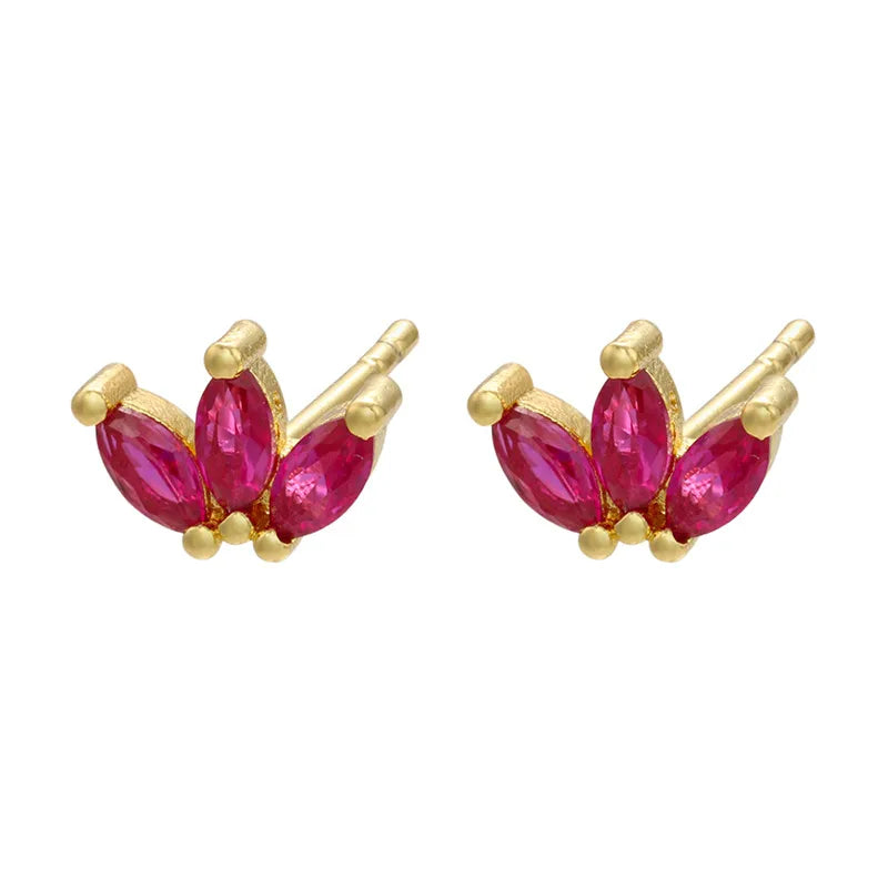 1 Pair Fashion Water Droplets Flower Rectangle Copper Inlay Rhinestones Women'S Ear Studs