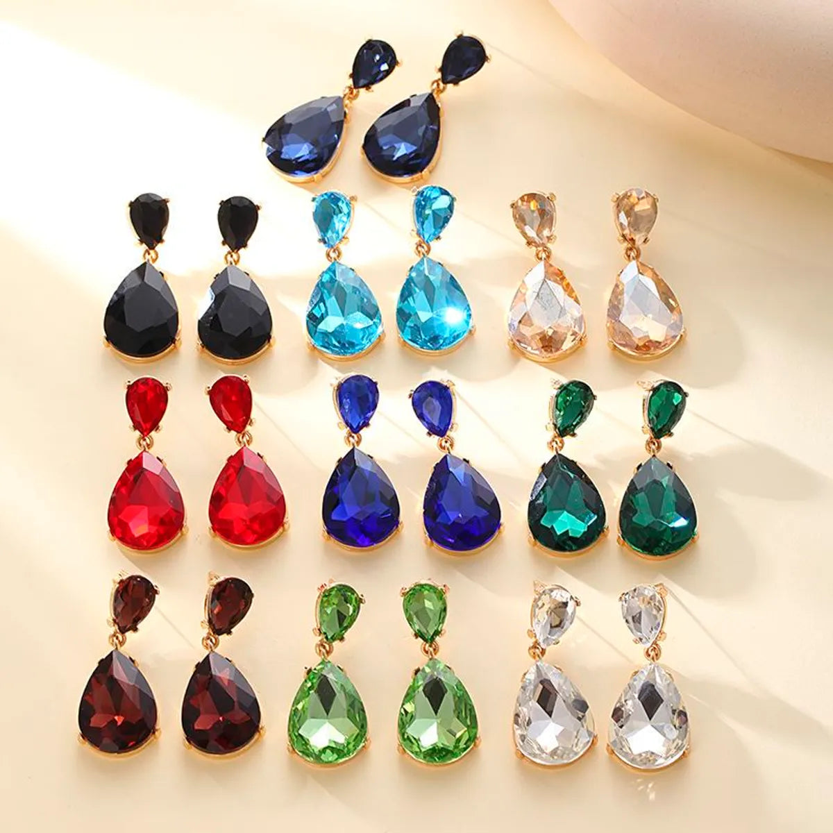 1 Pair Fashion Water Droplets Plating Glass Drop Earrings