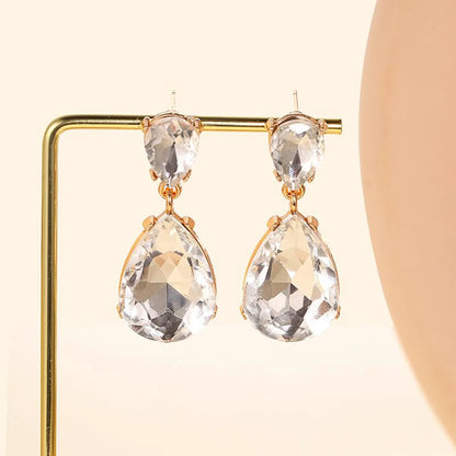 1 Pair Fashion Water Droplets Plating Glass Drop Earrings