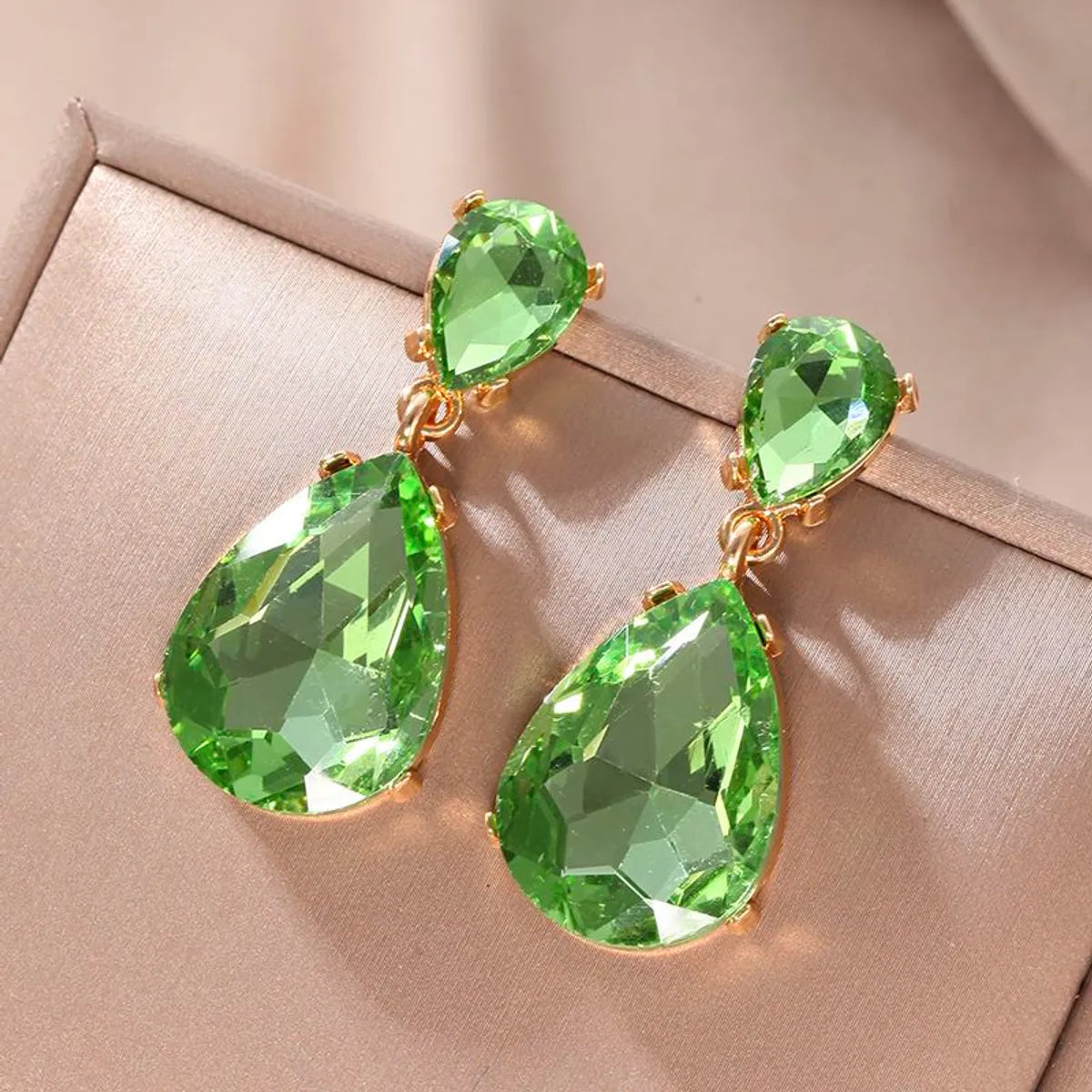 1 Pair Fashion Water Droplets Plating Glass Drop Earrings