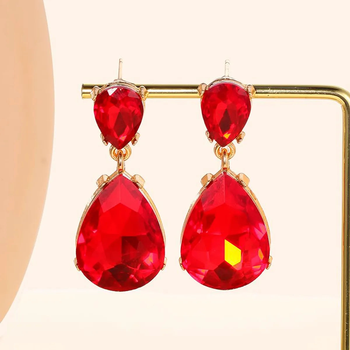 1 Pair Fashion Water Droplets Plating Glass Drop Earrings