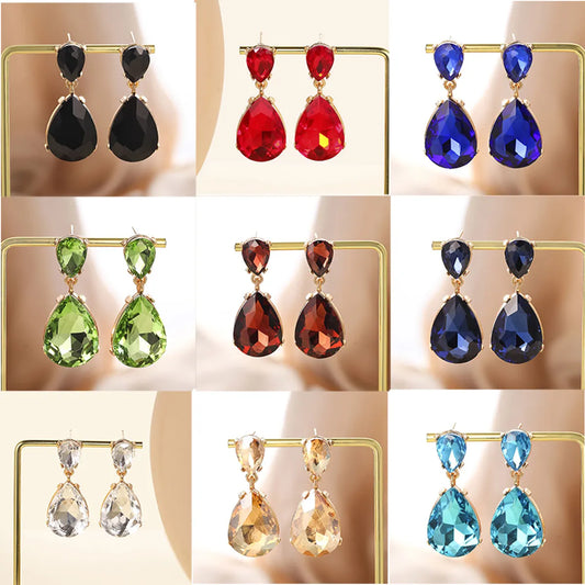 1 Pair Fashion Water Droplets Plating Glass Drop Earrings