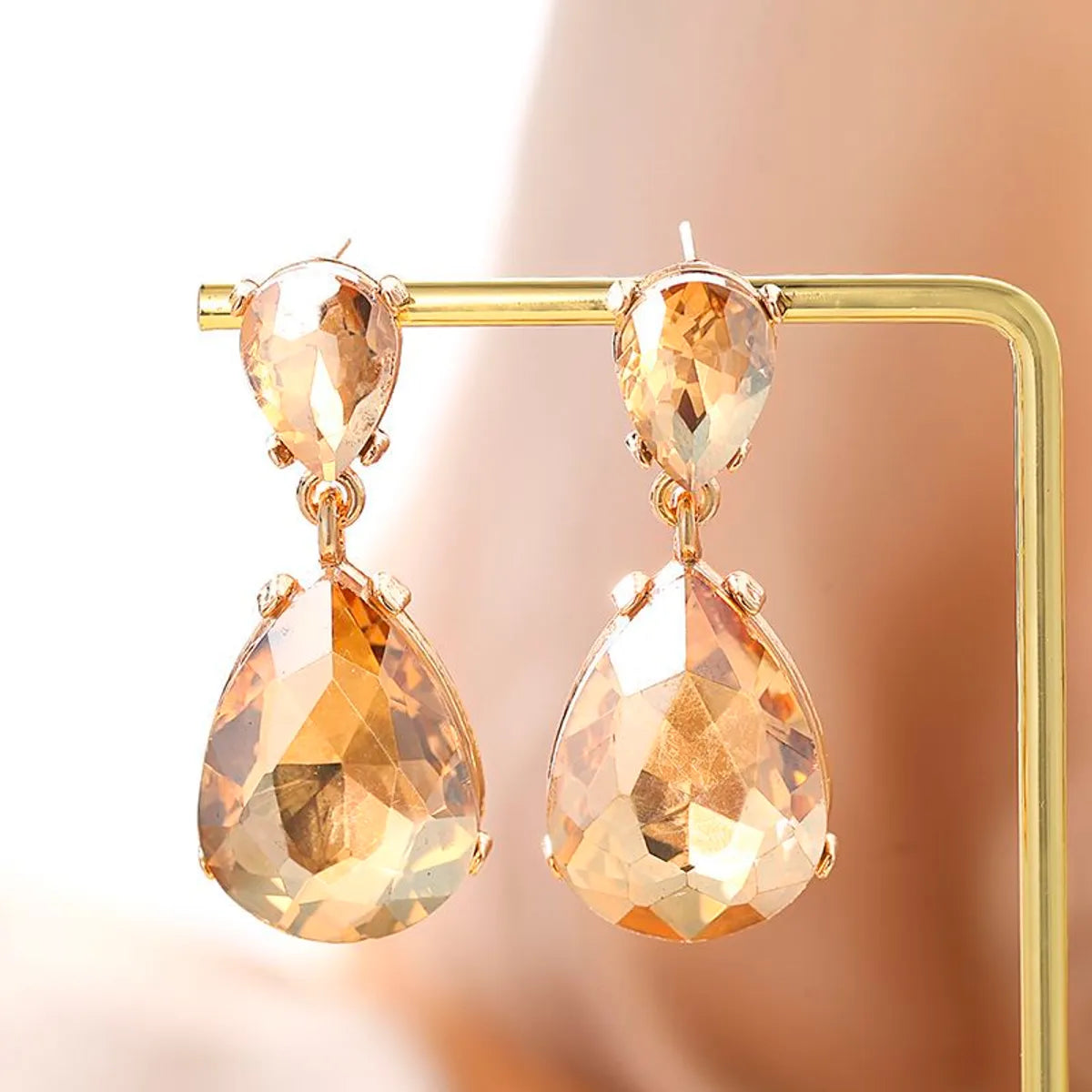 1 Pair Fashion Water Droplets Plating Glass Drop Earrings