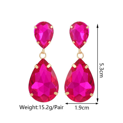 1 Pair Fashion Water Droplets Plating Glass Drop Earrings