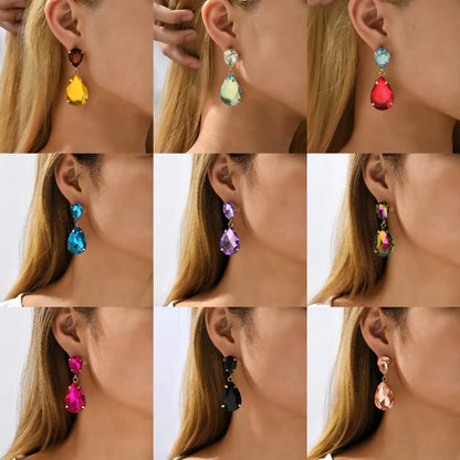 1 Pair Fashion Water Droplets Plating Glass Drop Earrings