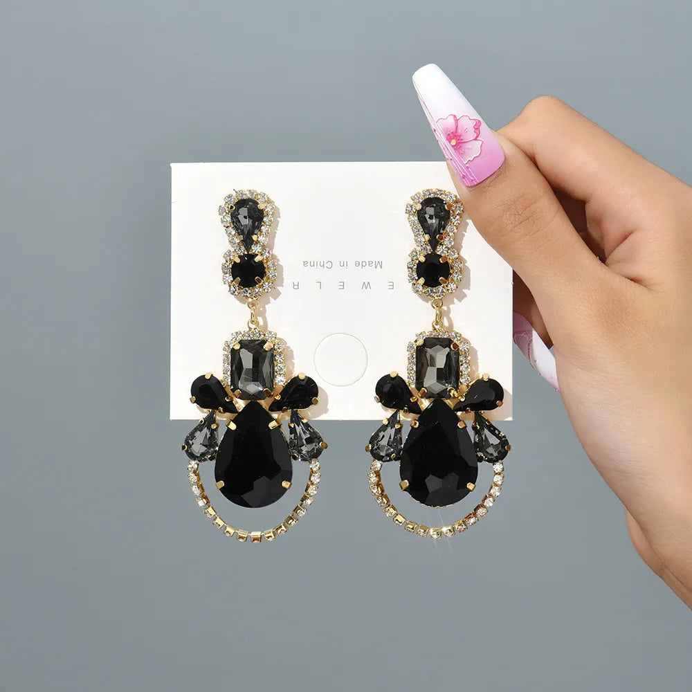 1 Pair Fashion Water Droplets Glass Plating Women'S Drop Earrings