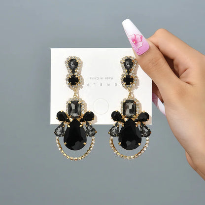 1 Pair Fashion Water Droplets Glass Plating Women'S Drop Earrings