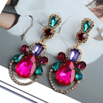 1 Pair Fashion Water Droplets Glass Plating Women'S Drop Earrings