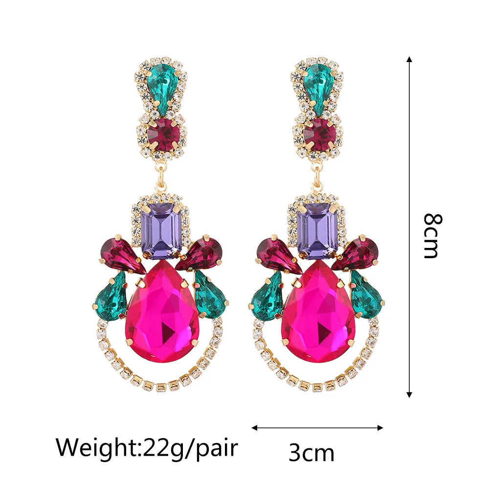 1 Pair Fashion Water Droplets Glass Plating Women'S Drop Earrings