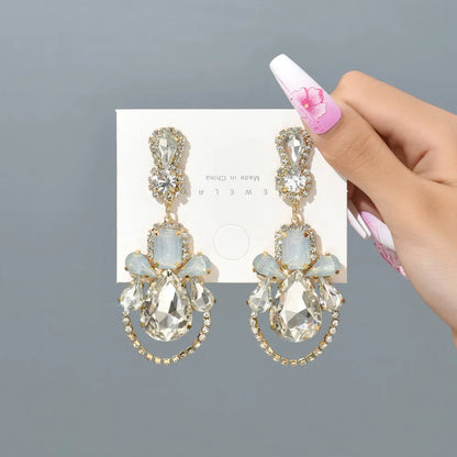 1 Pair Fashion Water Droplets Glass Plating Women'S Drop Earrings