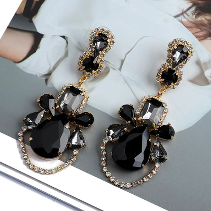 1 Pair Fashion Water Droplets Glass Plating Women'S Drop Earrings