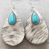 1 Pair Fashion Water Droplets Leopard Plating Inlay Alloy Leather Turquoise Drop Earrings