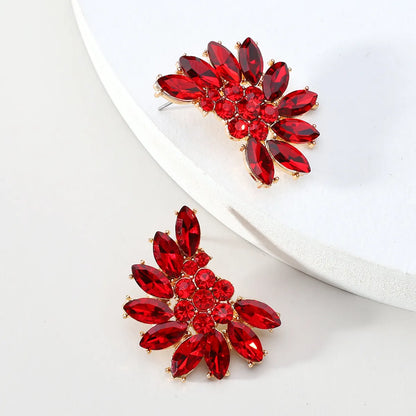 1 Pair Fashion Water Droplets Rhinestone Inlay Zircon Women's Earrings