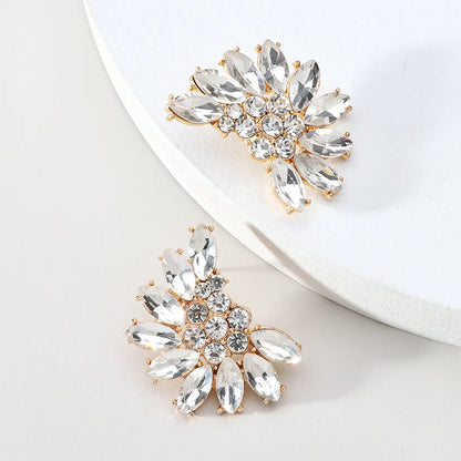 1 Pair Fashion Water Droplets Rhinestone Inlay Zircon Women's Earrings