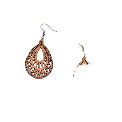 1 Pair Fashion Water Droplets Wood Carving Women'S Drop Earrings