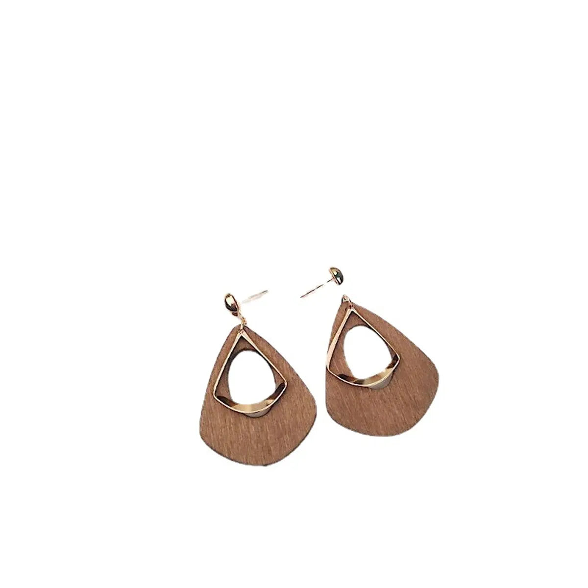 1 Pair Fashion Water Droplets Wood Hollow Out Women's Drop Earrings