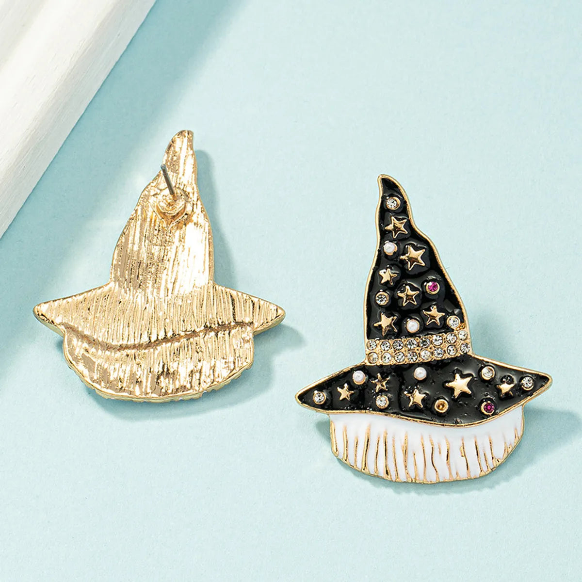 1 Pair Fashion Witch Hat Alloy Plating Artificial Pearls Rhinestones Halloween Women'S Ear Studs