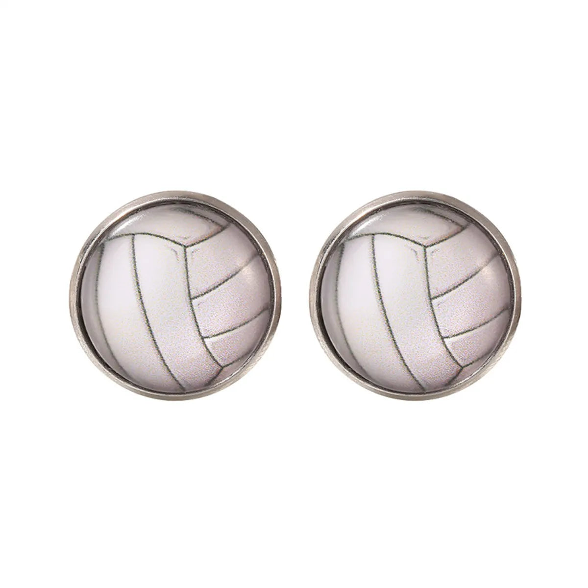 1 Pair Fitness Streetwear Sports Basketball Football Inlay Alloy Glass Ear Studs