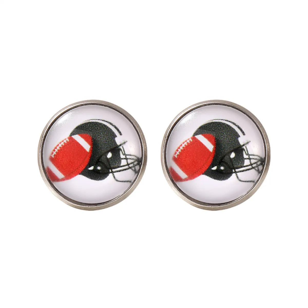 1 Pair Fitness Streetwear Sports Basketball Football Inlay Alloy Glass Ear Studs