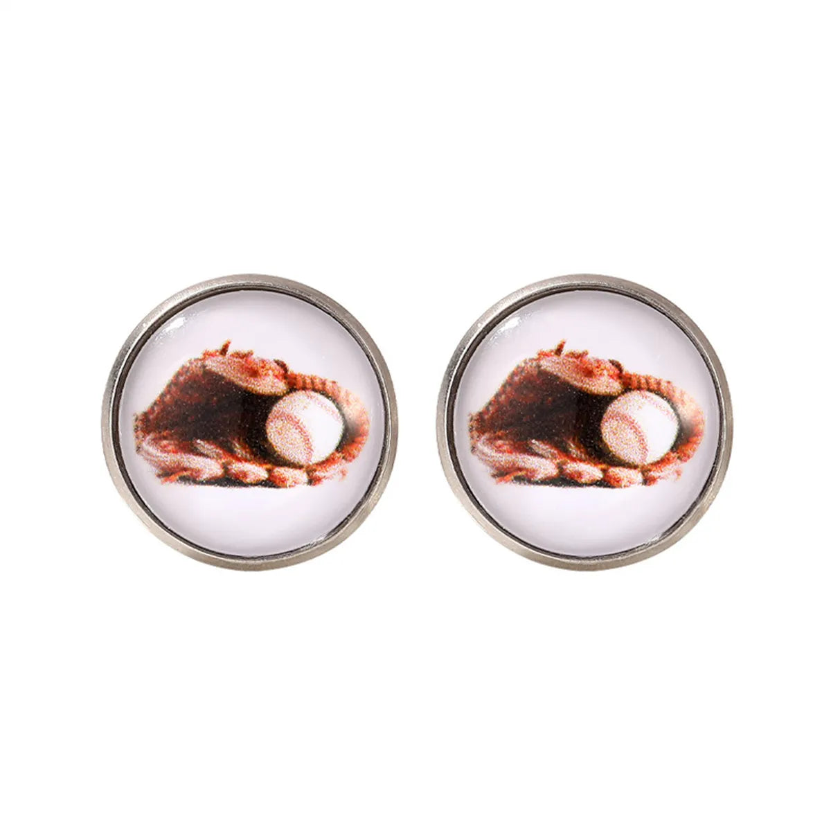 1 Pair Fitness Streetwear Sports Basketball Football Inlay Alloy Glass Ear Studs