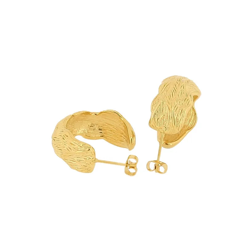 1 Pair French Style C Shape Plating Titanium Steel 18K Gold Plated Ear Studs