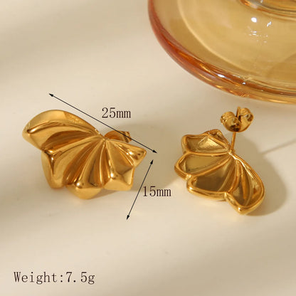 1 Pair French Style Classic Style Geometric Wings 304 Stainless Steel 18K Gold Plated Ear Studs