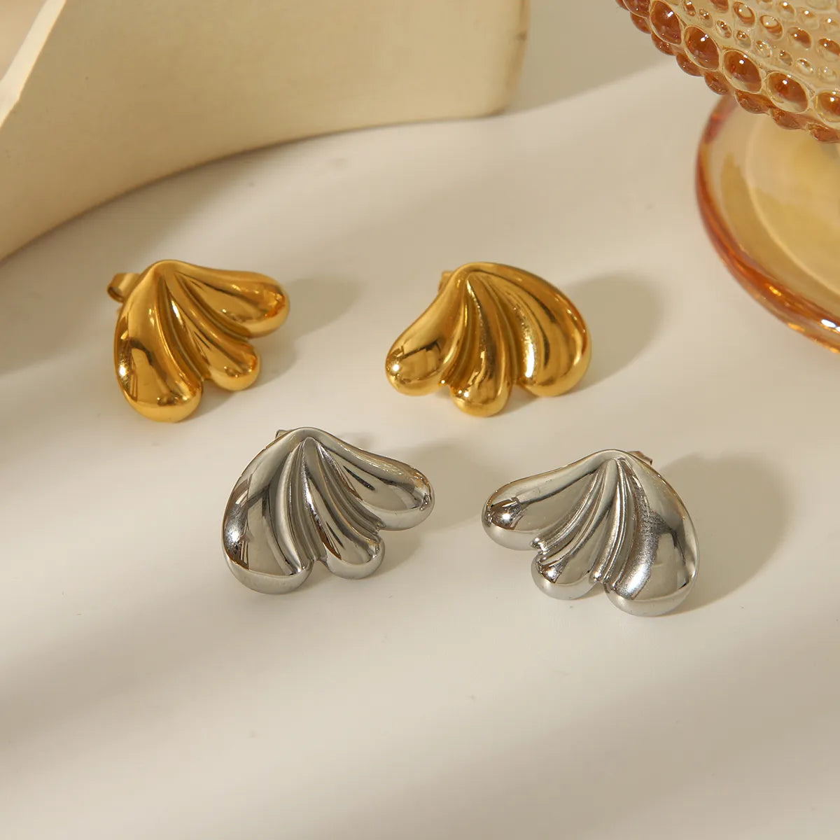 1 Pair French Style Classic Style Water Droplets Wings 304 Stainless Steel 18K Gold Plated Ear Studs