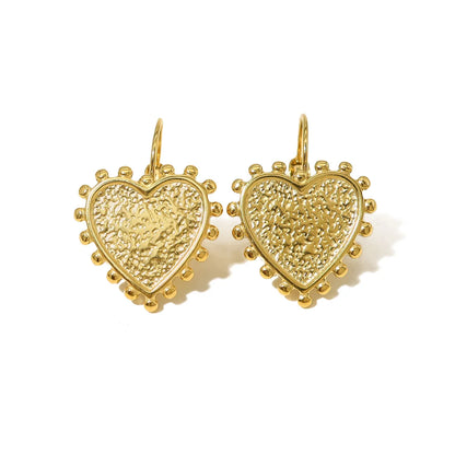 1 Pair French Style Commute Heart Shape Plating Carving Titanium Steel 18k Gold Plated Ear Studs