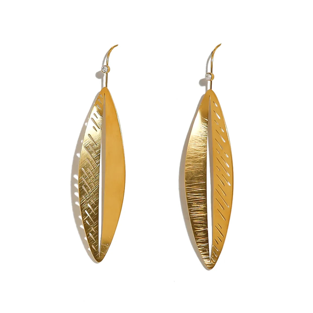 1 Pair French Style Geometric Leaves 304 Stainless Steel 18K Gold Plated Drop Earrings