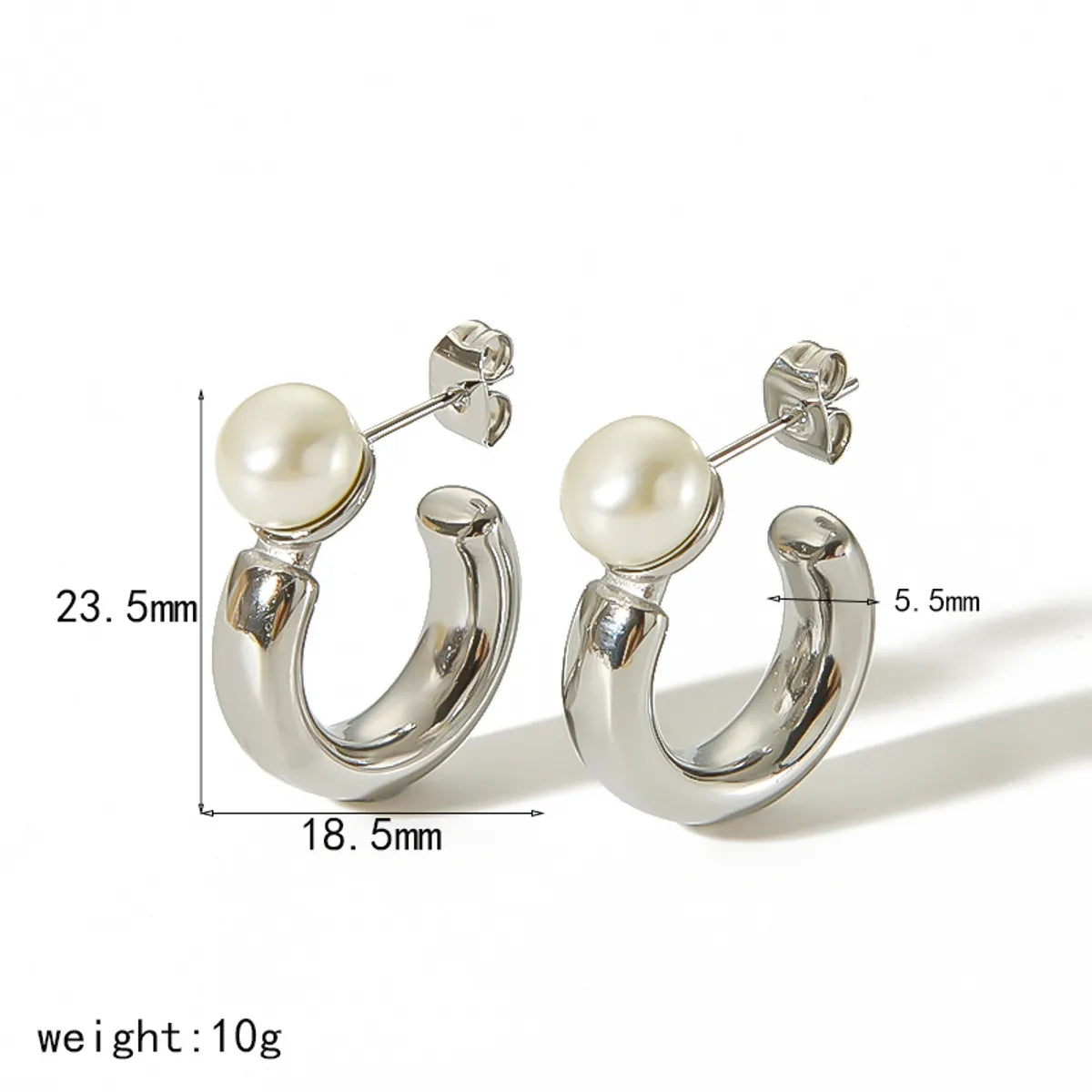 1 Pair French Style IG Style C Shape Polishing 304 Stainless Steel 18K Gold Plated Ear Studs