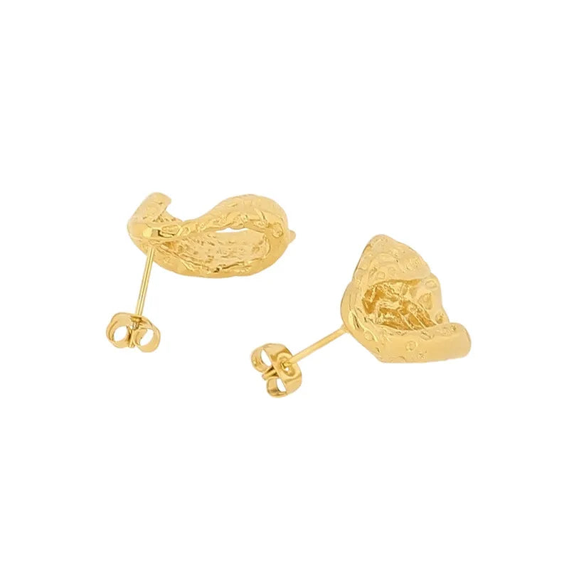 1 Pair French Style Leaf Plating Titanium Steel 18K Gold Plated Ear Studs