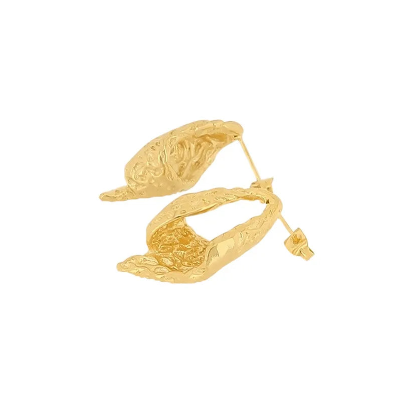 1 Pair French Style Leaf Plating Titanium Steel 18K Gold Plated Ear Studs