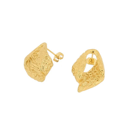 1 Pair French Style Leaf Plating Titanium Steel 18K Gold Plated Ear Studs