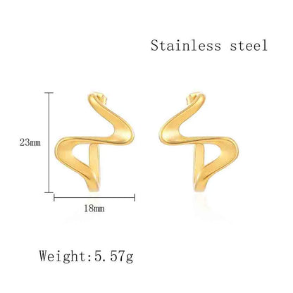 1 Pair French Style Modern Style Simple Style Curve Spiral Stripe Irregular Plating Stainless Steel 18k Gold Plated Ear Studs