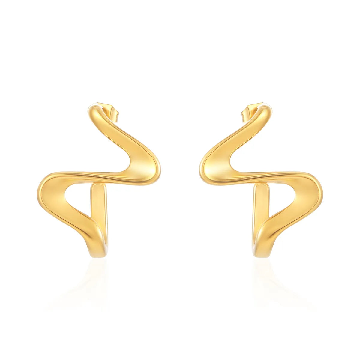 1 Pair French Style Modern Style Simple Style Curve Spiral Stripe Irregular Plating Stainless Steel 18k Gold Plated Ear Studs