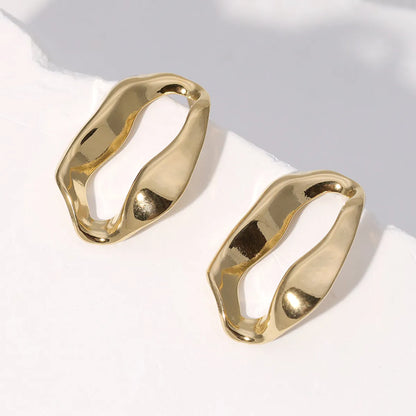 1 Pair French Style Modern Style Simple Style Irregular Hollow Out Stainless Steel 18K Gold Plated Ear Studs