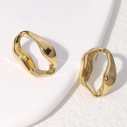 1 Pair French Style Modern Style Simple Style Irregular Hollow Out Stainless Steel 18K Gold Plated Ear Studs