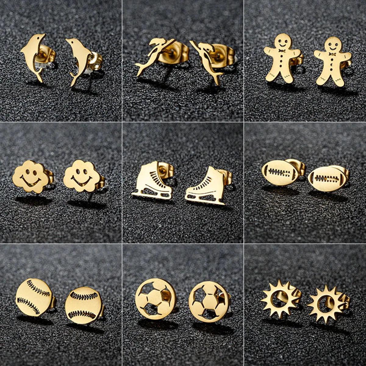 1 Pair French Style Modern Style Sweet Clouds Dolphin Skates Polishing Plating 304 Stainless Steel 18K Gold Plated Ear Studs