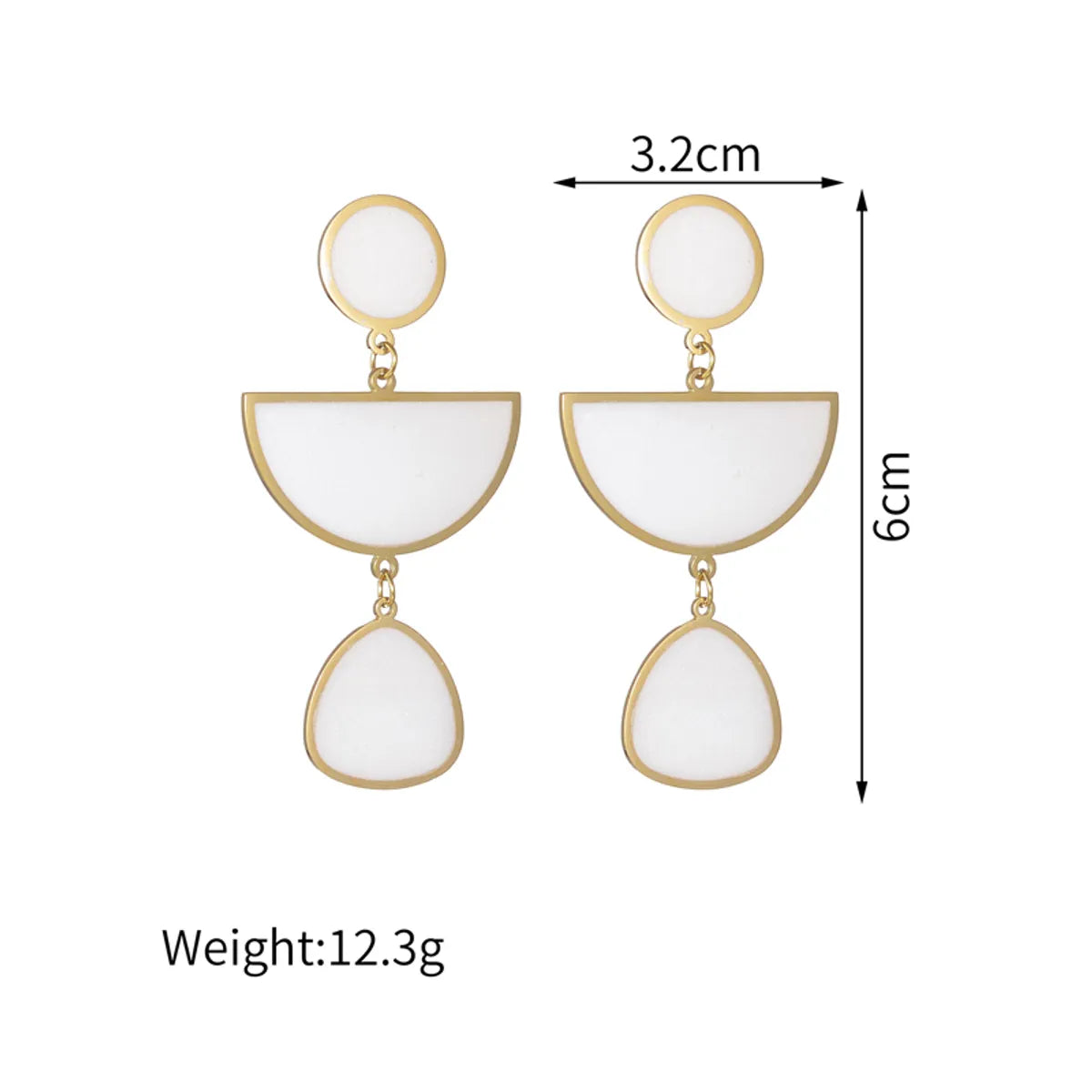 1 Pair French Style Semicircle Irregular 304 Stainless Steel 14K Gold Plated Drop Earrings