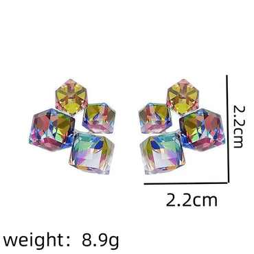 1 Pair French Style Shiny Korean Style Geometric Square Glass Glass Ear Studs