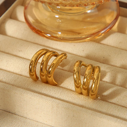 1 Pair French Style Simple Style C Shape Hollow Out 304 Stainless Steel 18K Gold Plated Ear Studs