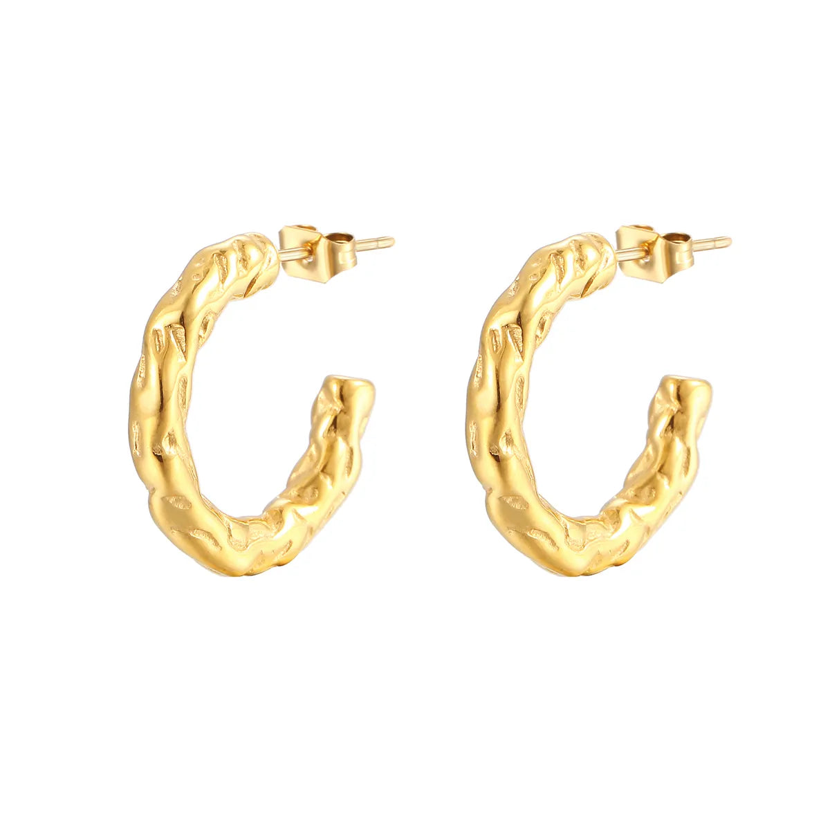 1 Pair French Style Simple Style C Shape Plating 304 Stainless Steel 18K Gold Plated Ear Studs