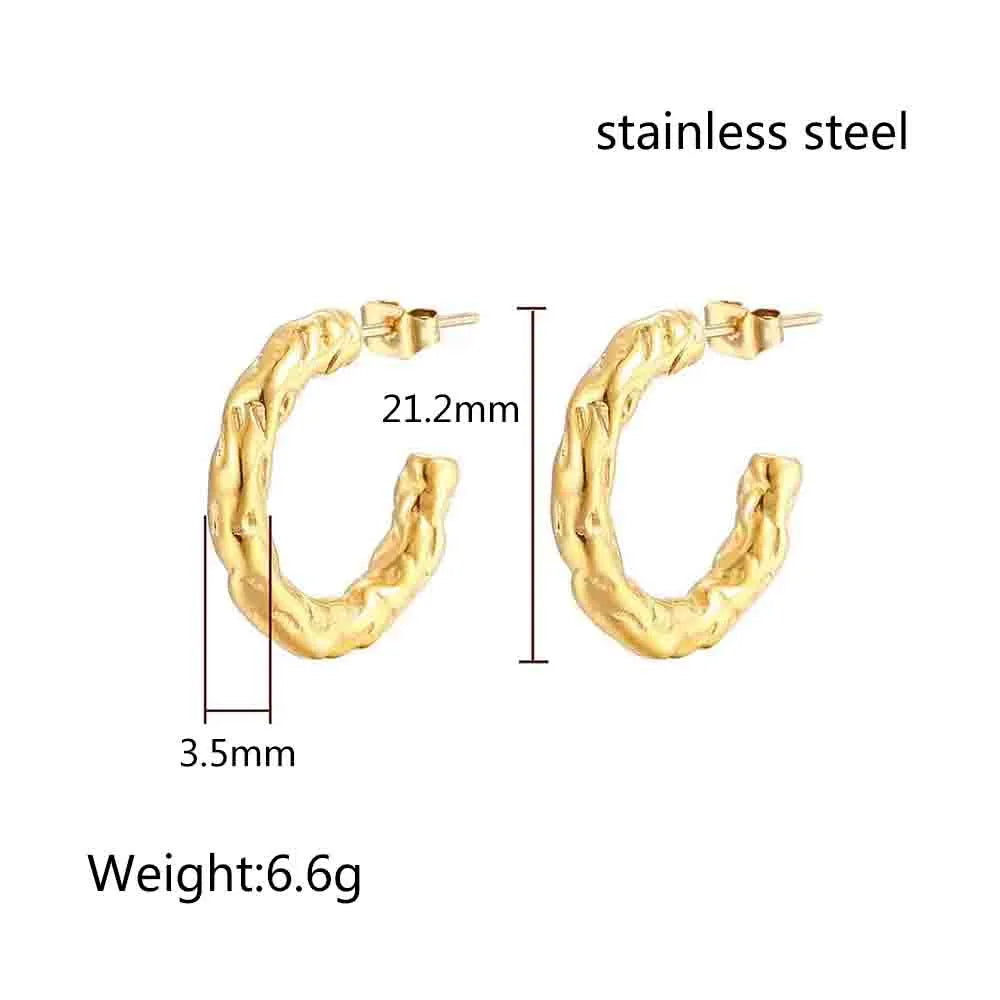 1 Pair French Style Simple Style C Shape Plating 304 Stainless Steel 18K Gold Plated Ear Studs