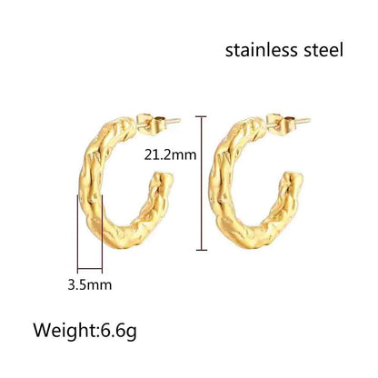 1 Pair French Style Simple Style C Shape Plating 304 Stainless Steel 18K Gold Plated Ear Studs