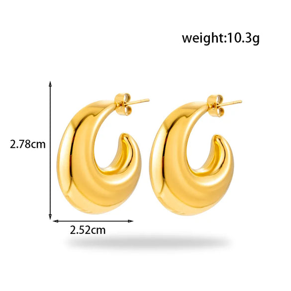 1 Pair French Style Simple Style C Shape Round Heart Shape Plating 304 Stainless Steel Drop Earrings Earrings
