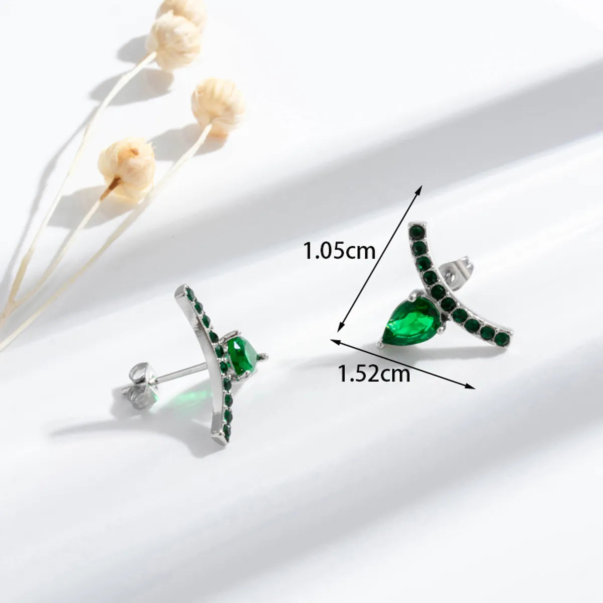 1 Pair French Style Simple Style Classic Style C Shape Water Droplets Plating Inlay 304 Stainless Steel Zircon Ear Studs